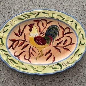 Large Vintage Hand-Painted Rooster Serving Platter - WCL Century - 16x12”
